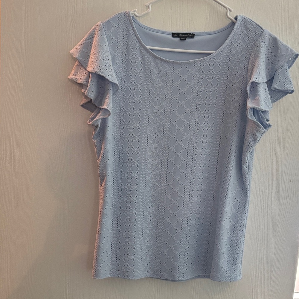 Adrianna Papell Light Blue Eyelet Blouse